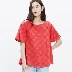 Madewell Embroidered Lattice Top
